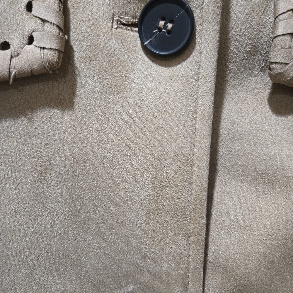 Zara Faux Leather Tan Women's Jacket with Stitch Detailing Size XL EUC - Picture 7 of 10